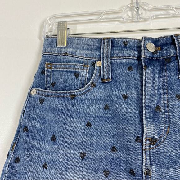 MADEWELL NWT Heart Print Stretch Denim Mini Skirt - Picture 4 of 8